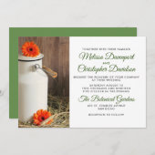 Rustikales Weißmilch-Jug mit Blume Hochzeit Einladung (Vorne/Hinten)