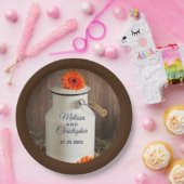 Rustikales Weißmilch-Jug mit Blume Hochzeit Pappteller (Party)