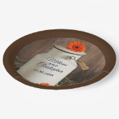 Rustikales Weißmilch-Jug mit Blume Hochzeit Pappteller (Schrägansicht)