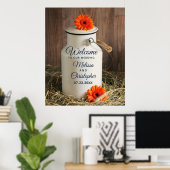 Rustikales Weißmilch Jug mit Blume Hochzeitsempfan Poster (Heimbüro)