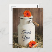 Rustikales Weißmilch Jug mit Blume Vielen Dank Postkarte (Vorne/Hinten)