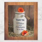 Rustikales Weißmilch Jug mit Blume Vielen Dank Weinetikett (Einzelnes Label)