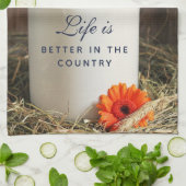 Rustikales Weißmilchjogg mit Blume Geschirrtuch (Gefaltet)