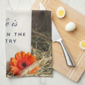 Rustikales Weißmilchjogg mit Blume Geschirrtuch (Viertel Falte)