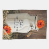 Rustikales Weißmilchjogg mit Blume Geschirrtuch (Horizontal)