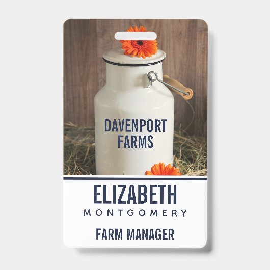 Rustikales Weißmilchjogg mit orangefarbenem Blume- Ausweis (Front)