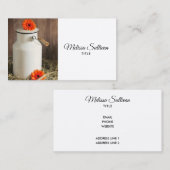 Rustikales Weißmilchjogg mit orangefarbenem Blume- Visitenkarte (Vorne/Hinten)