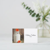 Rustikales Weißmilchjogg mit orangefarbenem Blume- Visitenkarte (Stehend Vorderseite)