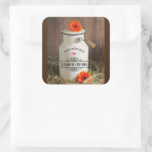 Rustikales Weißmilchjogg mit orangefarbenen Blume Quadratischer Aufkleber (Tasche)