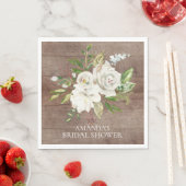 Rustikales Weißrosen-Brautparty Napkins Serviette (Beispiel)