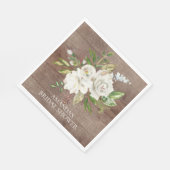 Rustikales Weißrosen-Brautparty Napkins Serviette (Ecke)