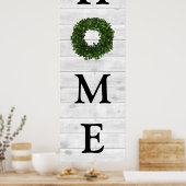 Rustikales Weißseife Holz Zuhause Boxwood Wreath Poster (Küche)