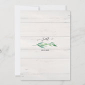 Rustikales Weißwaldblättergrün Wasserfarbe Einladung (Rückseite)