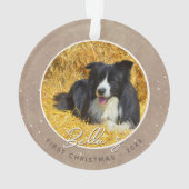 Rustikales Welpen Erster Weihnachtshund Foto Ornament (Rückseite)