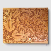 Rustikales Western aus braunem Cowboy Gästebuch (Rückseite)