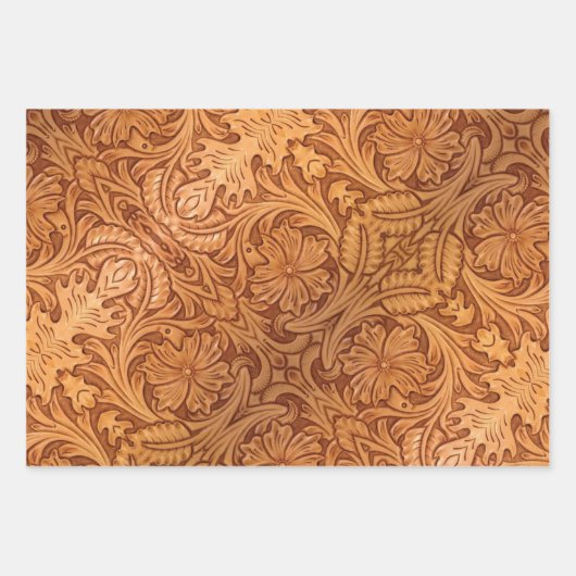 Rustikales Western aus braunem Cowboy Geschenkpapier Set (Vorderseite 3)