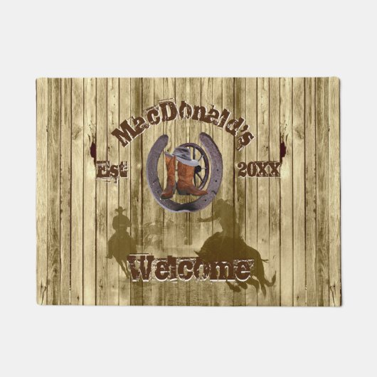Rustikales Western Cowboy Ranch Thema Fußmatte (Vorderseite)