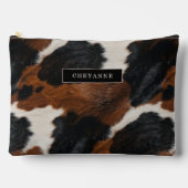 Rustikales Western Cowhide-Muster mit Ihrem Namen Zubehörtasche (Vorderseite)