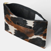 Rustikales Western Cowhide-Muster mit Ihrem Namen Zubehörtasche (Offen)