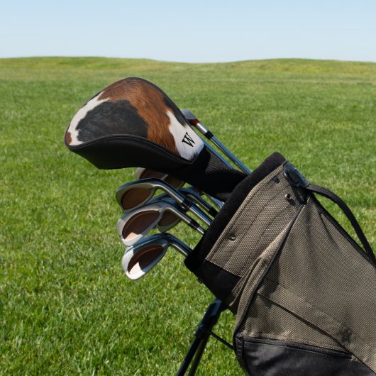 Rustikales Western Cowhide-Muster mit Monogramm Golf Headcover (In SItu)