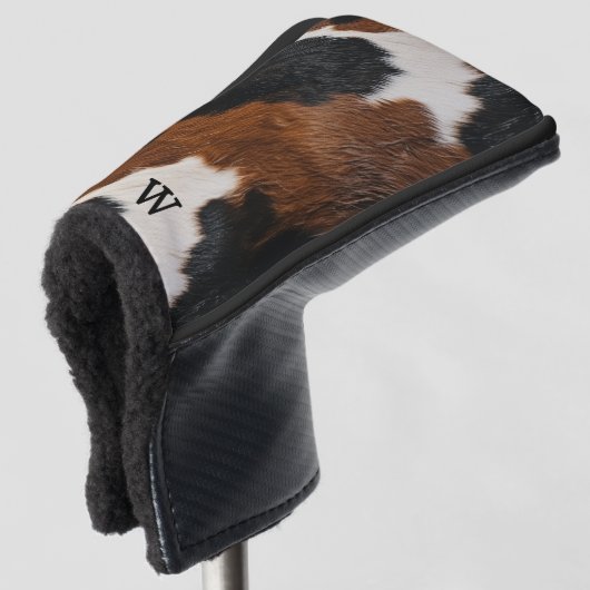 Rustikales Western Cowhide-Muster mit Monogramm Golf Headcover (3/4 Vorderseite)