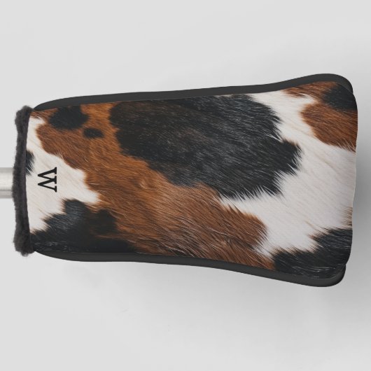 Rustikales Western Cowhide-Muster mit Monogramm Golf Headcover (Vorderseite)