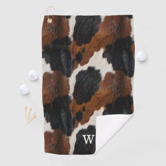 Rustikales Western Cowhide-Muster mit Monogramm Golfhandtuch (Insitu)