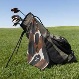 Rustikales Western Cowhide-Muster mit Monogramm Golfhandtuch