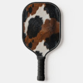 Rustikales Western Cowhide-Muster mit Monogramm Pickleball Schläger (Rückseite)