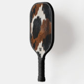 Rustikales Western Cowhide-Muster mit Monogramm Pickleball Schläger (Links)