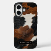 Rustikales Western Cowhide-Muster mit Namen Case-Mate iPhone Hülle (Rückseite)
