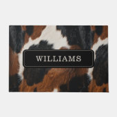 Rustikales Western Cowhide-Muster mit Namen Fußmatte (Vorderseite)