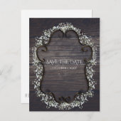 Rustikales Western Gipskraut Save the Date Ankündigungspostkarte (Vorne/Hinten)