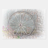 Rustikales Western Graues, gerötetes Wagenrad Geschenkpapier Set (Vorderseite 2)