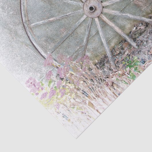 Rustikales Western Graues, gerötetes Wagenrad Seidenpapier (Ausschnitt)