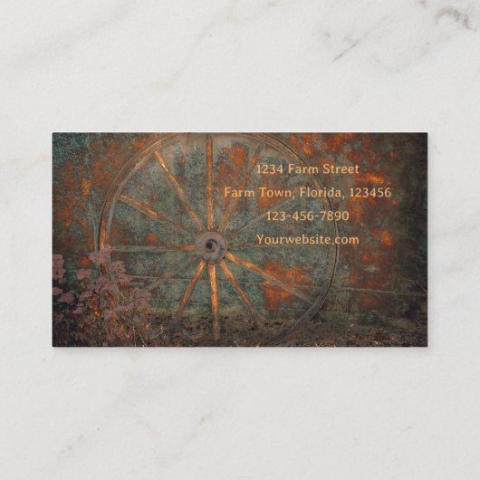 Rustikales Western Herbstorn-Grauwagenrad Visitenkarte (Rückseite)
