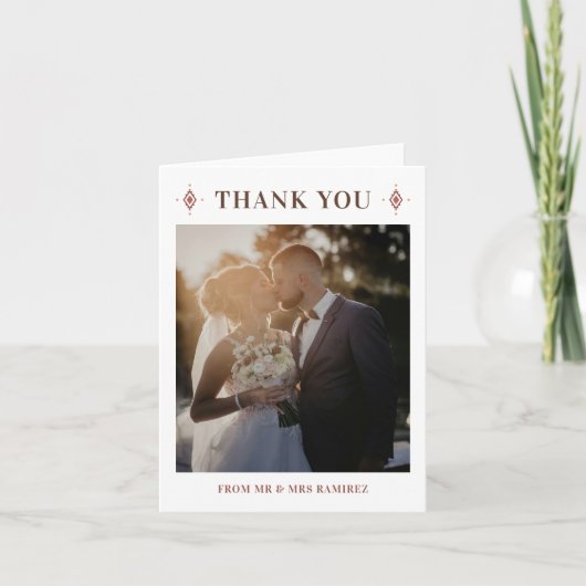 Rustikales Western Hochzeit Foto Danke Karte (Vorderseite)