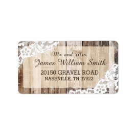 Rustikales Western-Hochzeitstil für Holz und Spitz Adressaufkleber