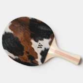 Rustikales Western Kuh Muster mit Monogramm Tischtennis Schläger (Seitenansicht)