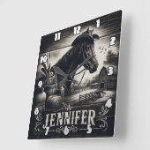 Rustikales Western - Pferd und Landschaft Quadratische Wanduhr (Winkel)