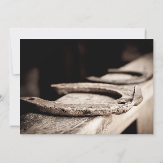 Rustikales Western Pferdeschuh Einladung zur Hochz (Rückseite)