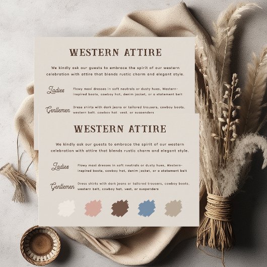 Rustikales Western Ranch Hochzeitskleid Begleitkarte