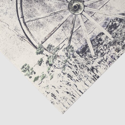 Rustikales Western Schwarz-Weiß Wagenrad Seidenpapier (Ausschnitt)