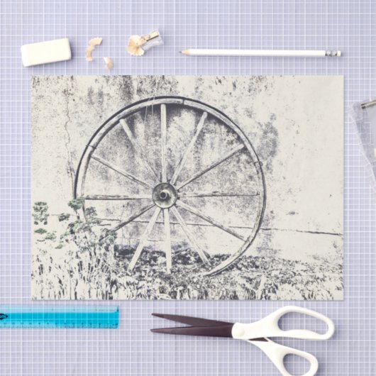 Rustikales Western Schwarz-Weiß Wagenrad Seidenpapier (Handwerk)