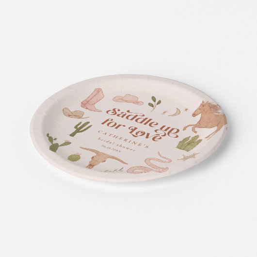 Rustikales Western Thema Brautparty Pappteller (Schrägansicht)