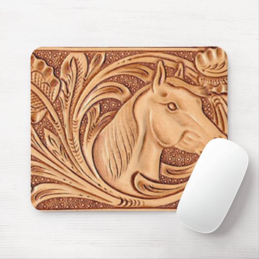 rustikales Westernlandleder-Reiterpferd Mousepad (Mit Mouse)