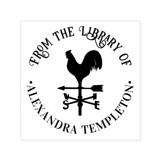 Rustikales Wetter #4 Round Library Book Name Permastempel (Design)