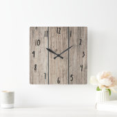 Rustikales Wetter Bauernhof Holz Land Quadratische Wanduhr (Zuhause)