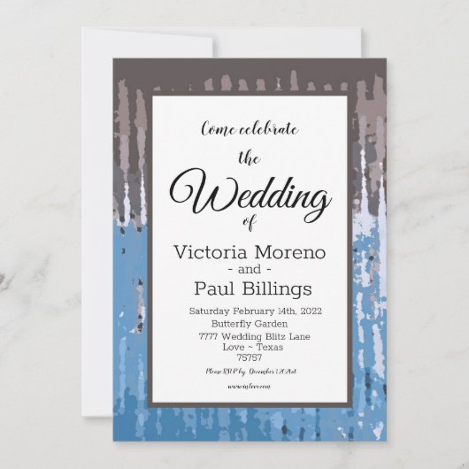 rustikales Wetter/braun blau Einladung (Vorderseite)