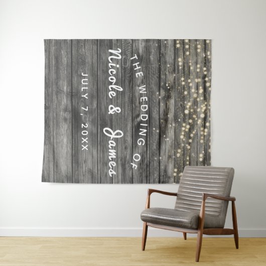 Rustikales Wetter, graues Holz, das eine Hochzeit Wandteppich (Beispiel (Horizontal))